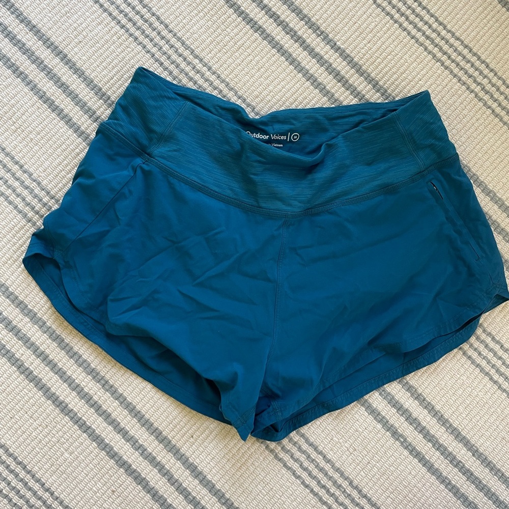 Outdoor Voices teal blue shorts